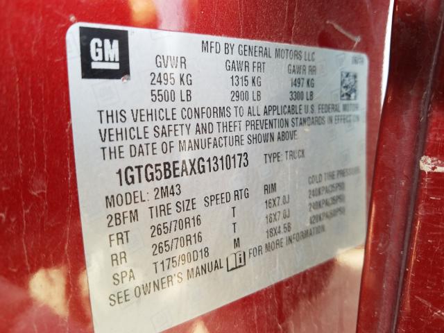 2016 GMC CANYON 1GTG5BEAXG1310173