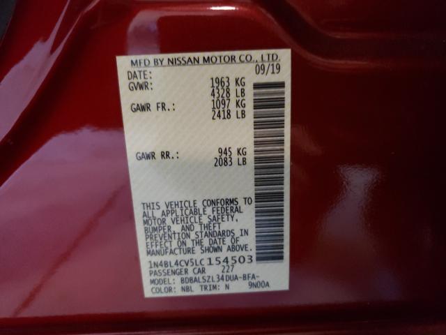 2020 NISSAN ALTIMA SR 1N4BL4CV5LC154503