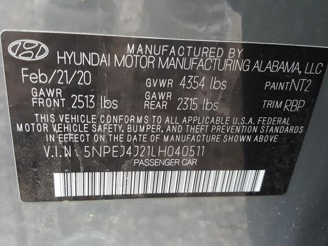 2020 HYUNDAI SONATA SEL 5NPEJ4J21LH040511
