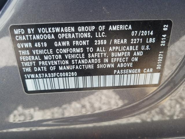 2015 VOLKSWAGEN PASSAT 1VWAS7A33FC008260