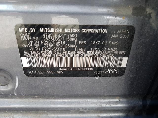 2017 MITSUBISHI OUTLANDER JA4AD3A30HZ030930