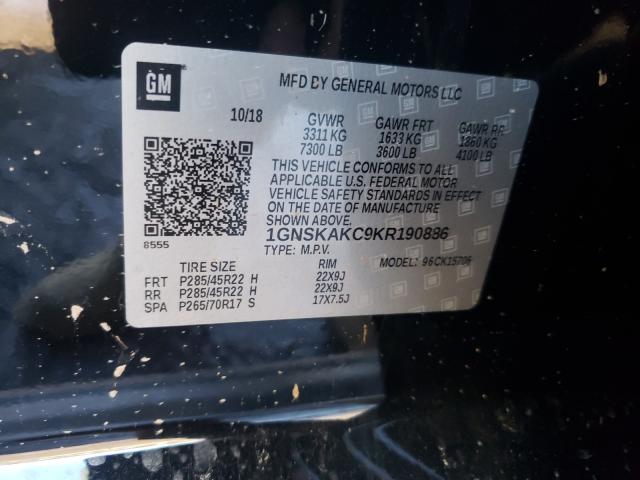 2019 CHEVROLET TAHOE K150 1GNSKAKC9KR190886