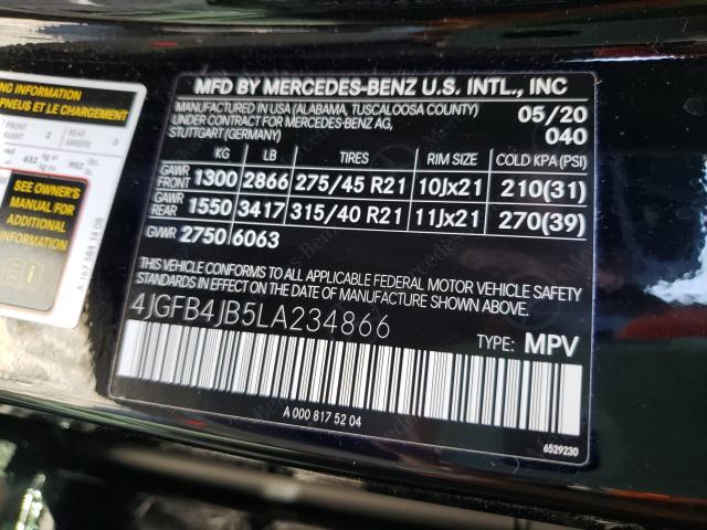 2020 MERCEDES-BENZ GLE 350 4JGFB4JB5LA234866