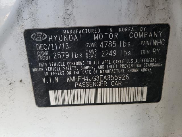 2014 HYUNDAI AZERA GLS KMHFH4JG3EA355926