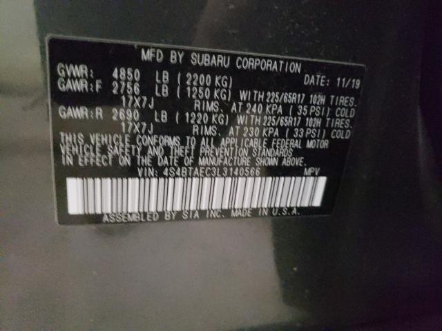 2020 SUBARU OUTBACK PR 4S4BTAEC3L3140566