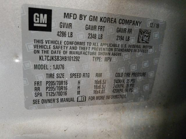 2017 CHEVROLET TRAX LS KL7CJKSB3HB101292