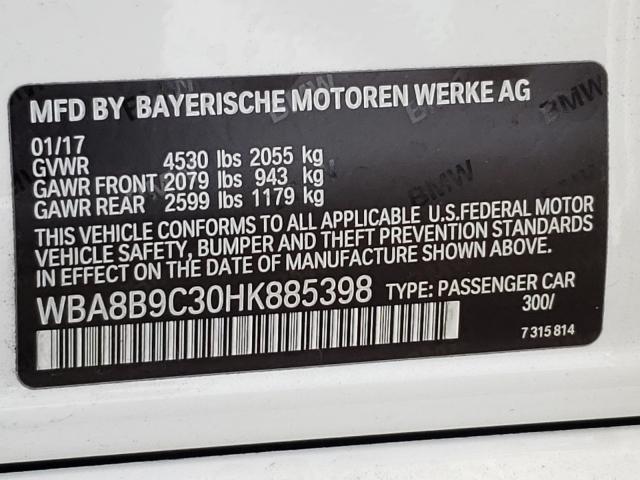 2017 BMW 330 I WBA8B9C30HK885398
