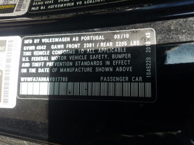 2010 VOLKSWAGEN EOS LUX WVWFA7AH6AV017765