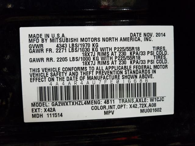 2015 MITSUBISHI OUTLANDER 4A4AR4AU7FE016686
