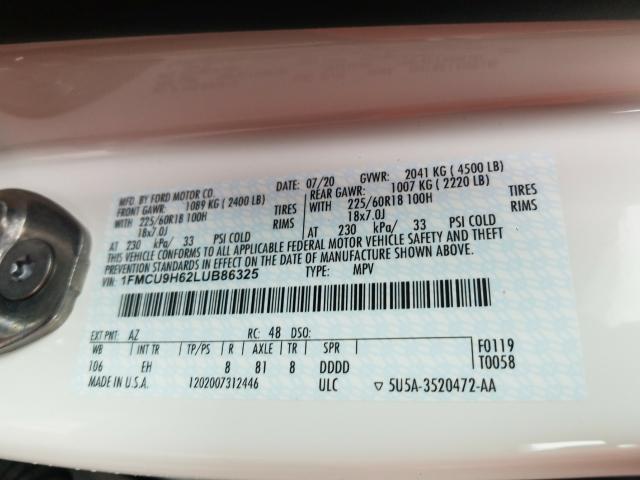 2020 FORD ESCAPE SEL 1FMCU9H62LUB86325