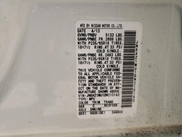 2013 NISSAN MURANO S JN8AZ1MU1DW210143