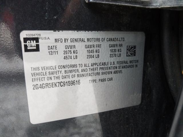 2012 BUICK REGAL 2G4GR5EK7C9159616