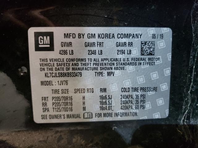 2019 CHEVROLET TRAX 1LT KL7CJLSB8KB933479