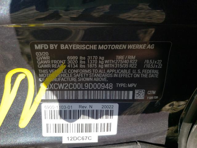 2020 BMW X7 XDRIVE4 5UXCW2C00L9D00948