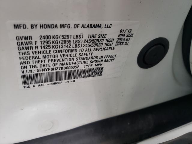 2019 HONDA PASSPORT S 5FNYF8H27KB005352