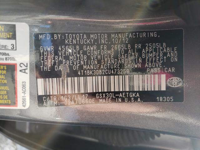 2012 TOYOTA AVALON BAS 4T1BK3DB2CU473259