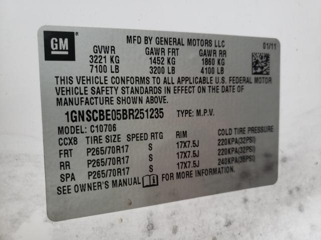 2011 CHEVROLET TAHOE C150 1GNSCBE05BR251235