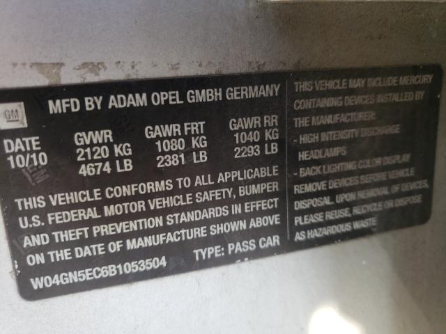 2011 BUICK REGAL CXL W04GN5EC6B1053504