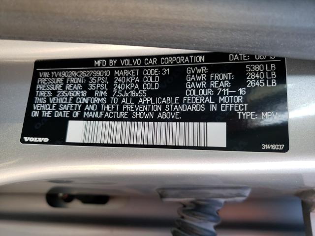 2016 VOLVO XC60 T6 PR YV4902RK2G2799010