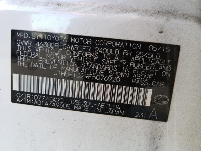 2015 LEXUS IS 250 JTHBF1D29F5076920