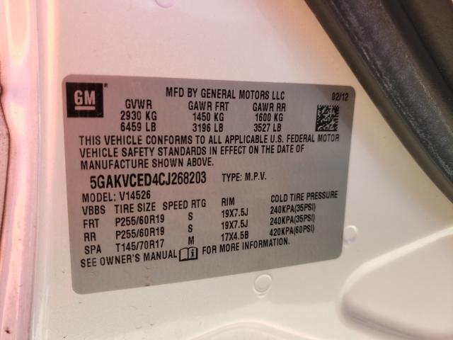 2012 BUICK ENCLAVE 5GAKVCED4CJ268203