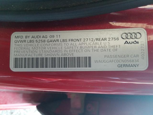 2012 AUDI A6 PREMIUM WAUGGAFC0CN056834