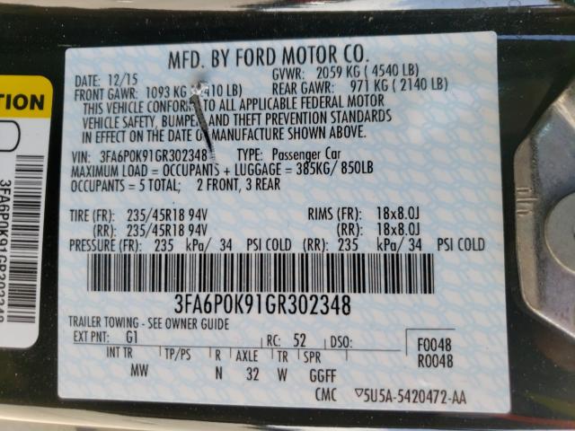 2016 FORD FUSION TIT 3FA6P0K91GR302348