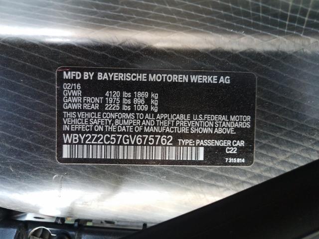 VIN WBY2Z2C57GV675762 2016 BMW I8 no.10