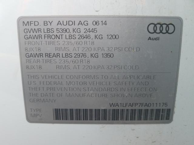 2015 AUDI Q5 PREMIUM WA1LFAFP7FA011175