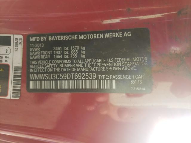 2013 MINI COOPER WMWSU3C59DT692539
