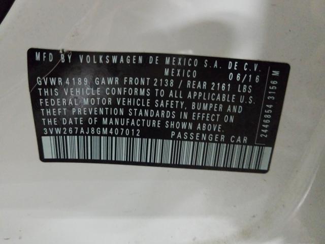 2016 VOLKSWAGEN JETTA S 3VW267AJ8GM407012