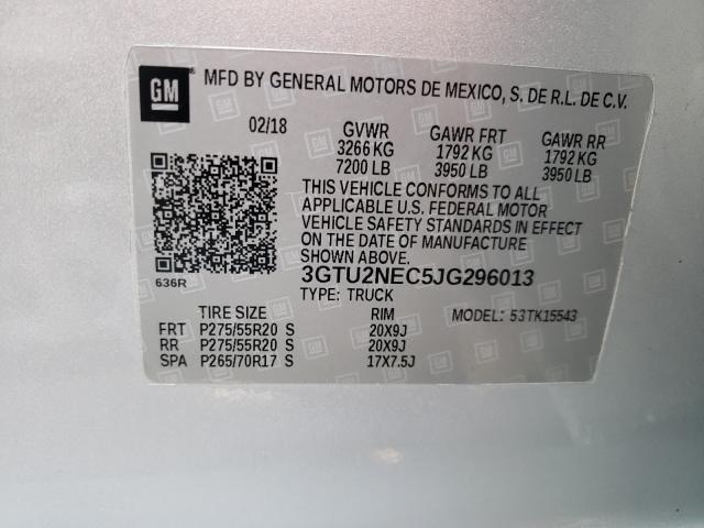 2018 GMC SIERRA K15 3GTU2NEC5JG296013