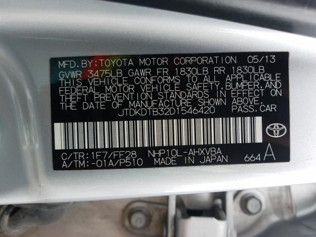 2013 TOYOTA PRIUS C JTDKDTB32D1546420