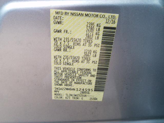 2017 NISSAN MURANO S 5N1AZ2MH6HN124595