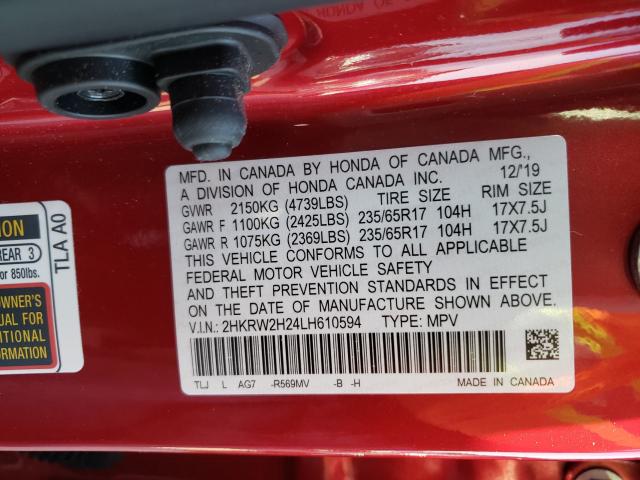 2020 HONDA CR-V LX 2HKRW2H24LH610594