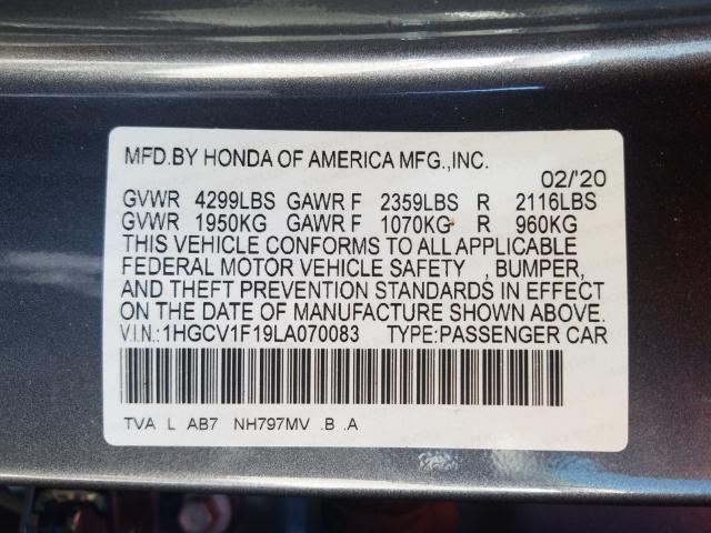 2020 HONDA ACCORD LX 1HGCV1F19LA070083