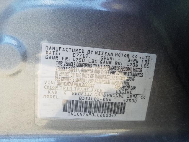 2018 NISSAN VERSA S 3N1CN7AP0JL800047