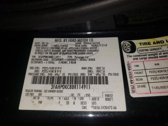 2011 FORD FUSION SPO 3FAHP0KC8BR114911