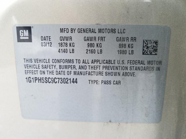 2012 CHEVROLET CRUZE LTZ 1G1PH5SC9C7302144