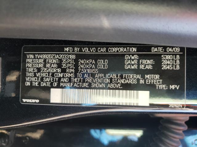 2010 VOLVO XC60 T6 YV4992DZ3A2033188