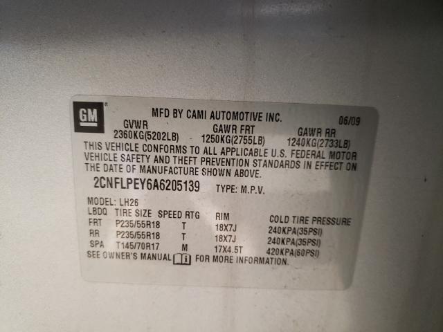 2010 CHEVROLET EQUINOX 2CNFLPEY6A6205139