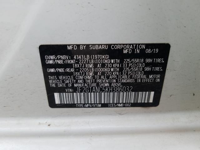 2019 SUBARU CROSSTREK JF2GTANC5KH386032