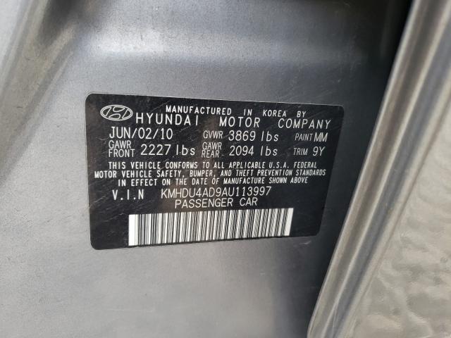2010 HYUNDAI ELANTRA BL KMHDU4AD9AU113997