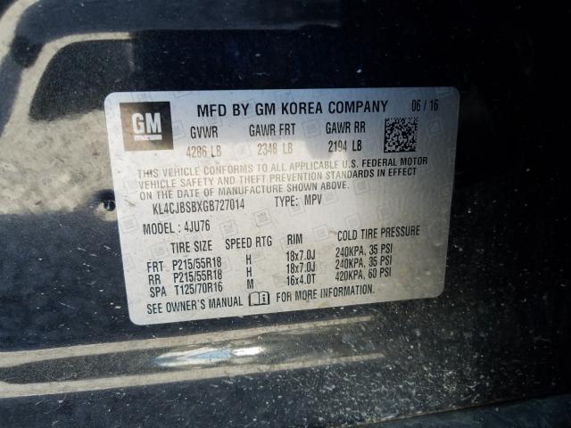 2016 BUICK ENCORE CON KL4CJBSBXGB727014