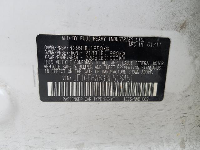2011 SUBARU IMPREZA 2. JF1GE6A63BH516451