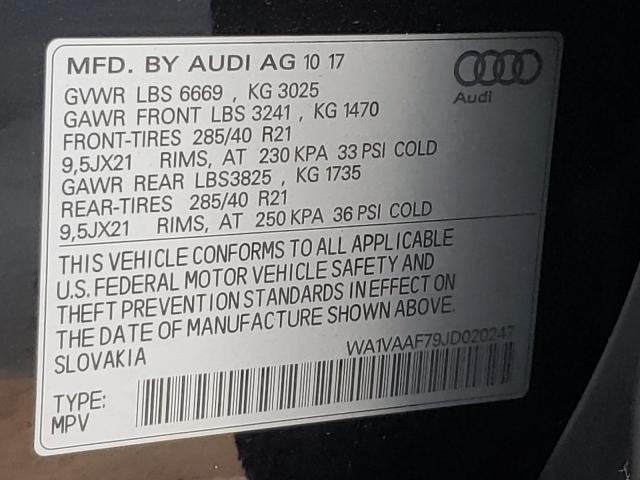 VIN WA1VAAF79JD020247 2018 Audi Q7, Prestige no.10