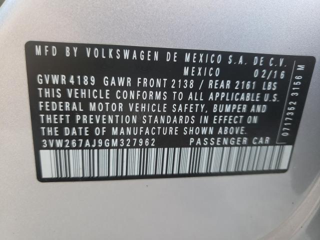 2016 VOLKSWAGEN JETTA S 3VW267AJ9GM327962