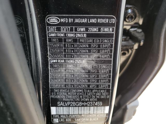 2017 LAND ROVER RANGE ROVE SALVP2BG8HH237459
