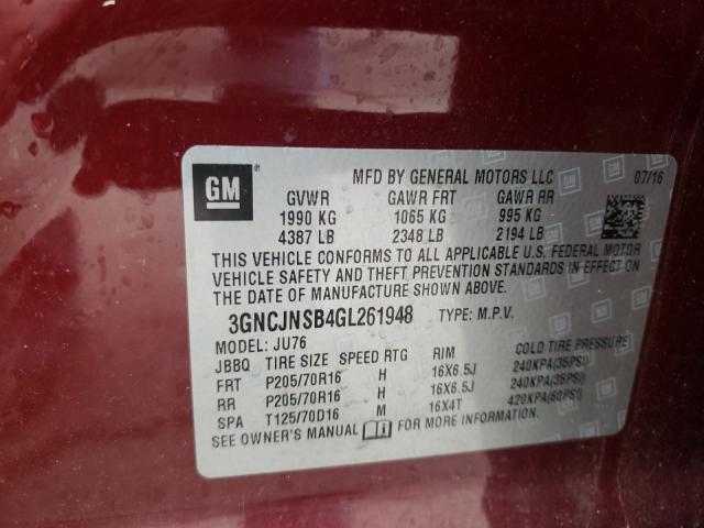2016 CHEVROLET TRAX LS 3GNCJNSB4GL261948
