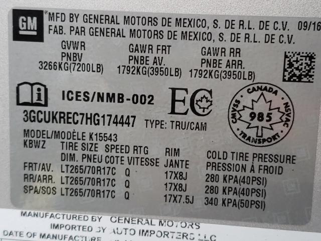 2017 CHEVROLET SILVERADO - 3GCUKREC7HG174447